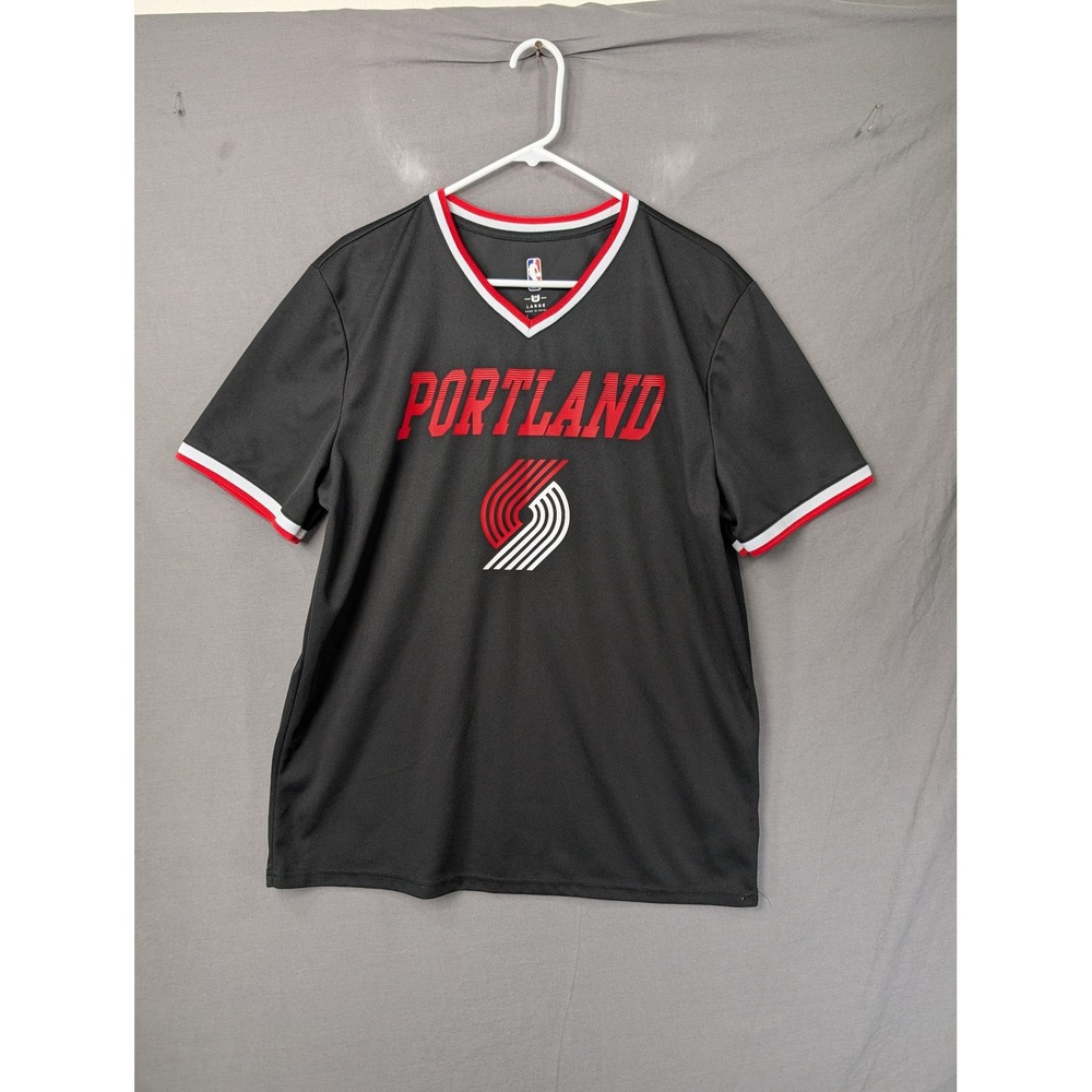 NBA Portland Trail Blazers Black V-Neck Jersey Shirt‎ Mens Large 6397